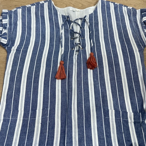 Tularosa blue and white striped tassel tunic dress size small - Picture 7 of 11